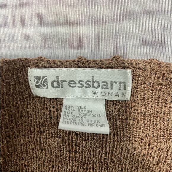 Dressbarn Sweater Women 22/24 Brown Silk Blend Long Sleeve V Neck Stretch - Picture 2 of 10